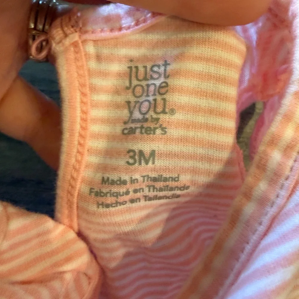 Just One You by Carters Baby Girls Pink‎ Stripe Bunny Peplum Top Leggings Set 3M